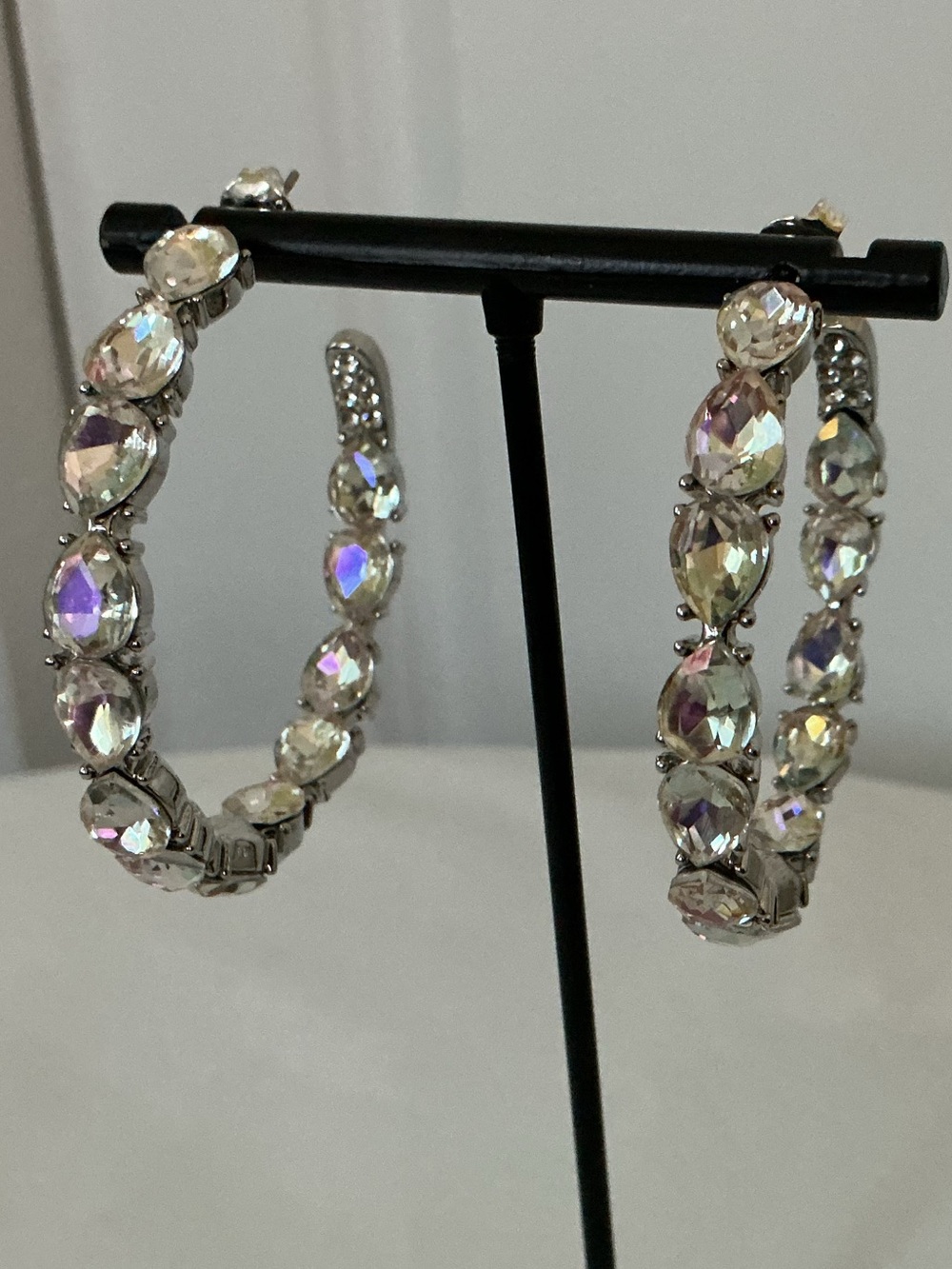 Aurora iridescent Crystal Hoop Earrings